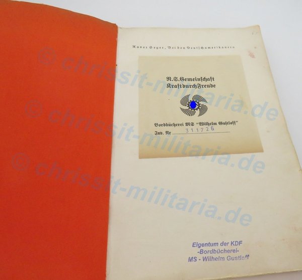 Buch mit Etikett - Bordbücherei Wilhelm Gustloff