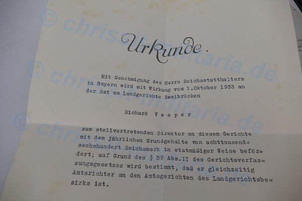 Nachlass Justiz Treuedienst Ehrenzeichen + Urkunde Foto (nachl)